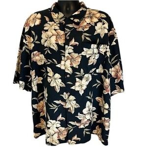 Pusser's West Indies Silk Cotton Men's XL‎ Floral Hawaiian Short Sleeve Shirt